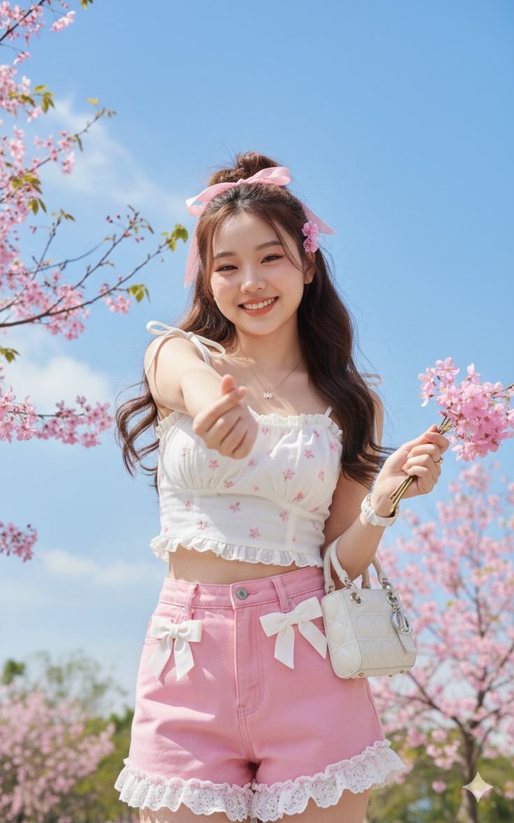 gái xinh mặc pinky tươi tắn