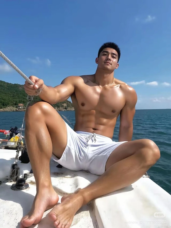 trai đẹp cơ bắp đi biển