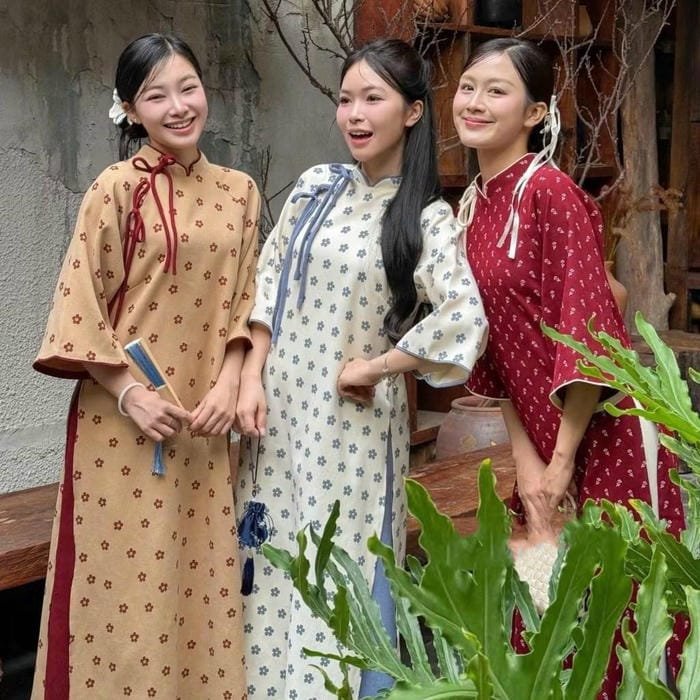 gái xinh áo dài tết cực nét