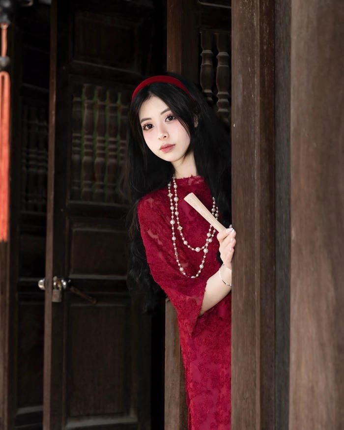 gái xinh áo dài tết phong cách