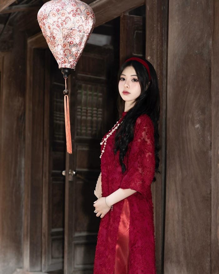 gái xinh áo dài tết xịn