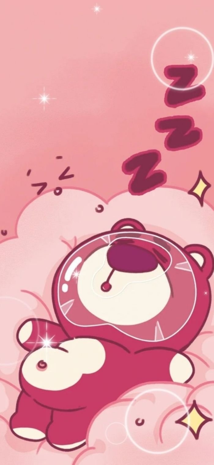 hình nền gấu dâu pastel