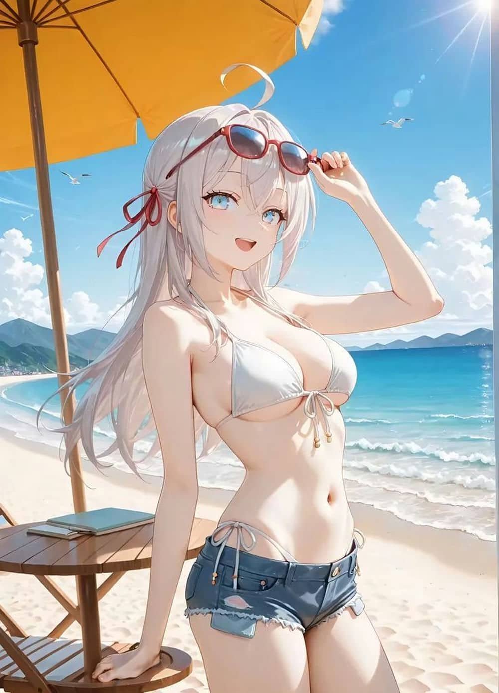 gái xinh anime mặc bikini nhẹ