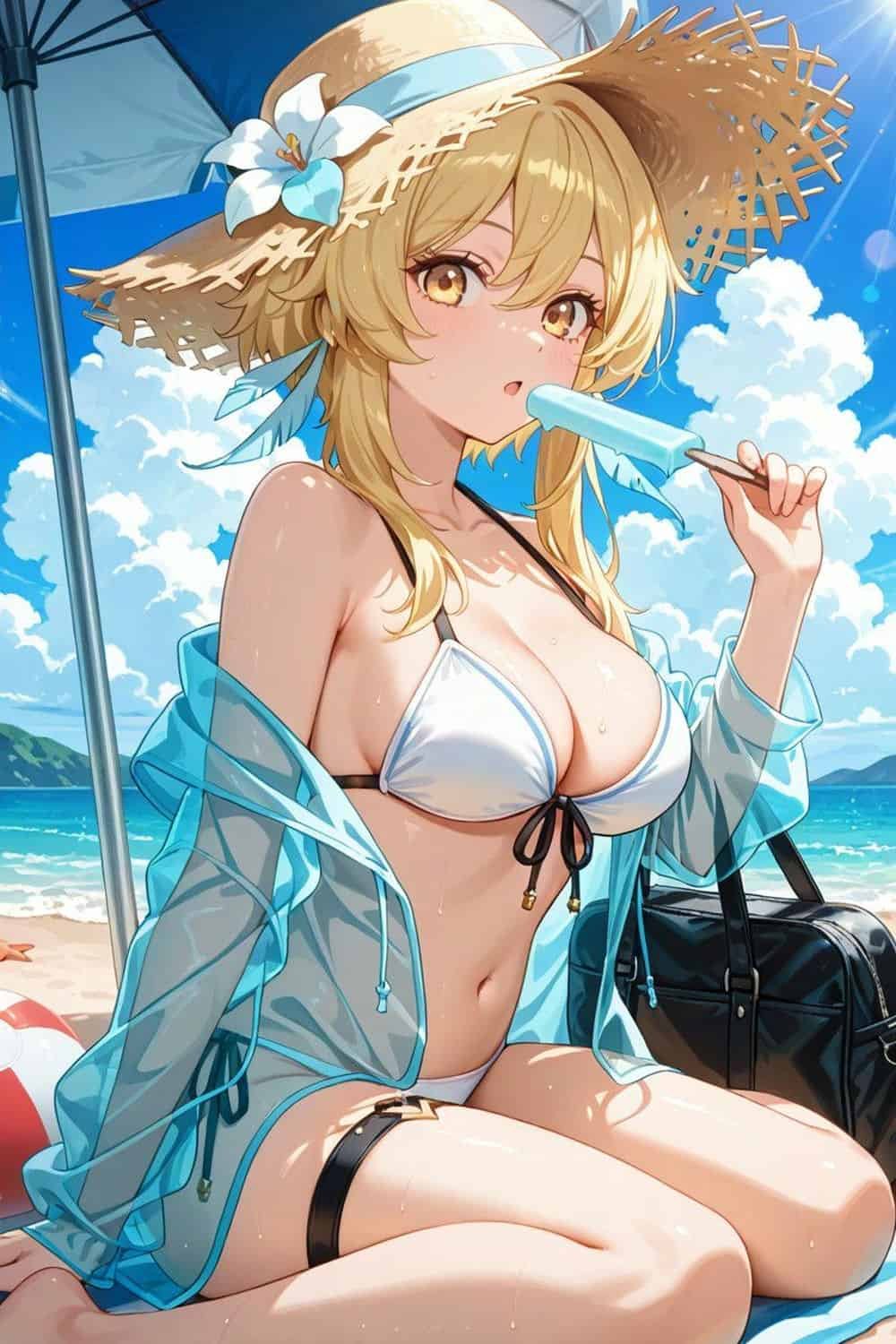 gái xinh anime mặc bikini nổi