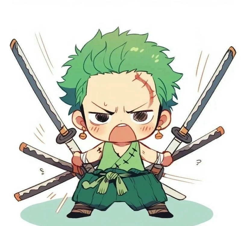 ảnh roronoa zoro chibi nhị kiếm phái