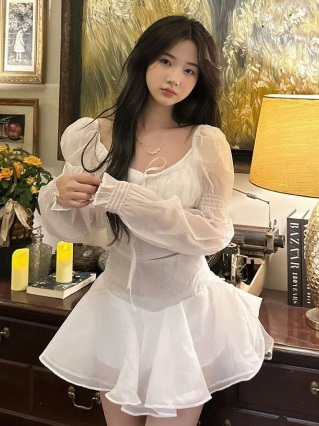 hình ảnh gái xinh mặc váy ngắn cute