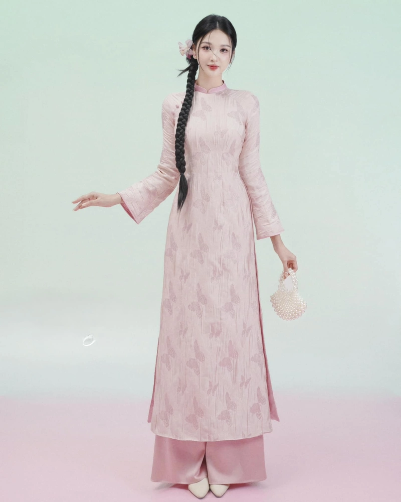 gái xinh mặc pinky áo dài