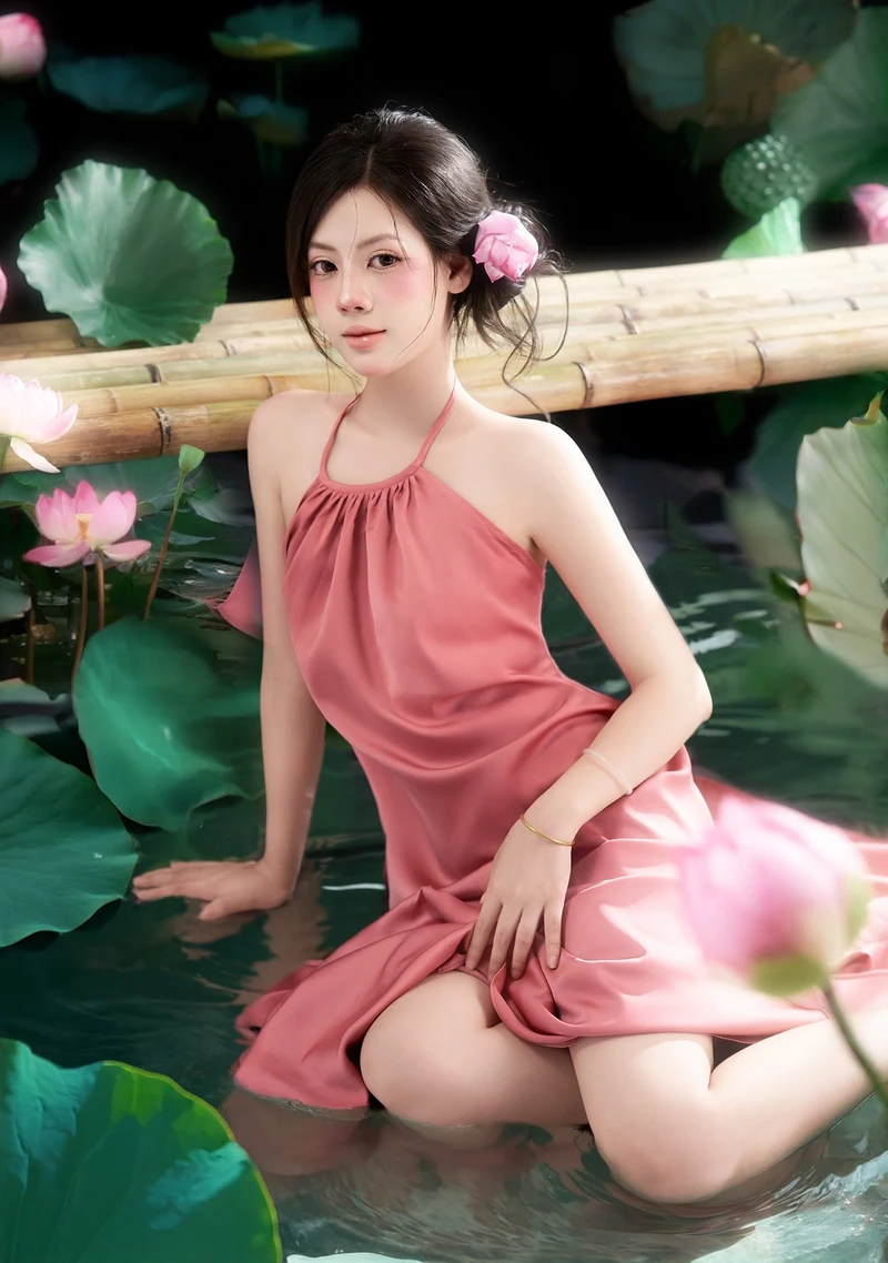 gái xinh mặc pinky dải yếm