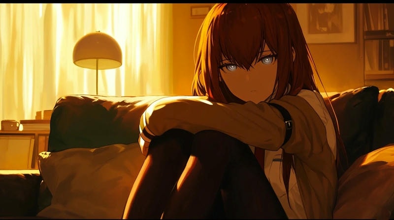 hình ảnh makise kurisu buồn