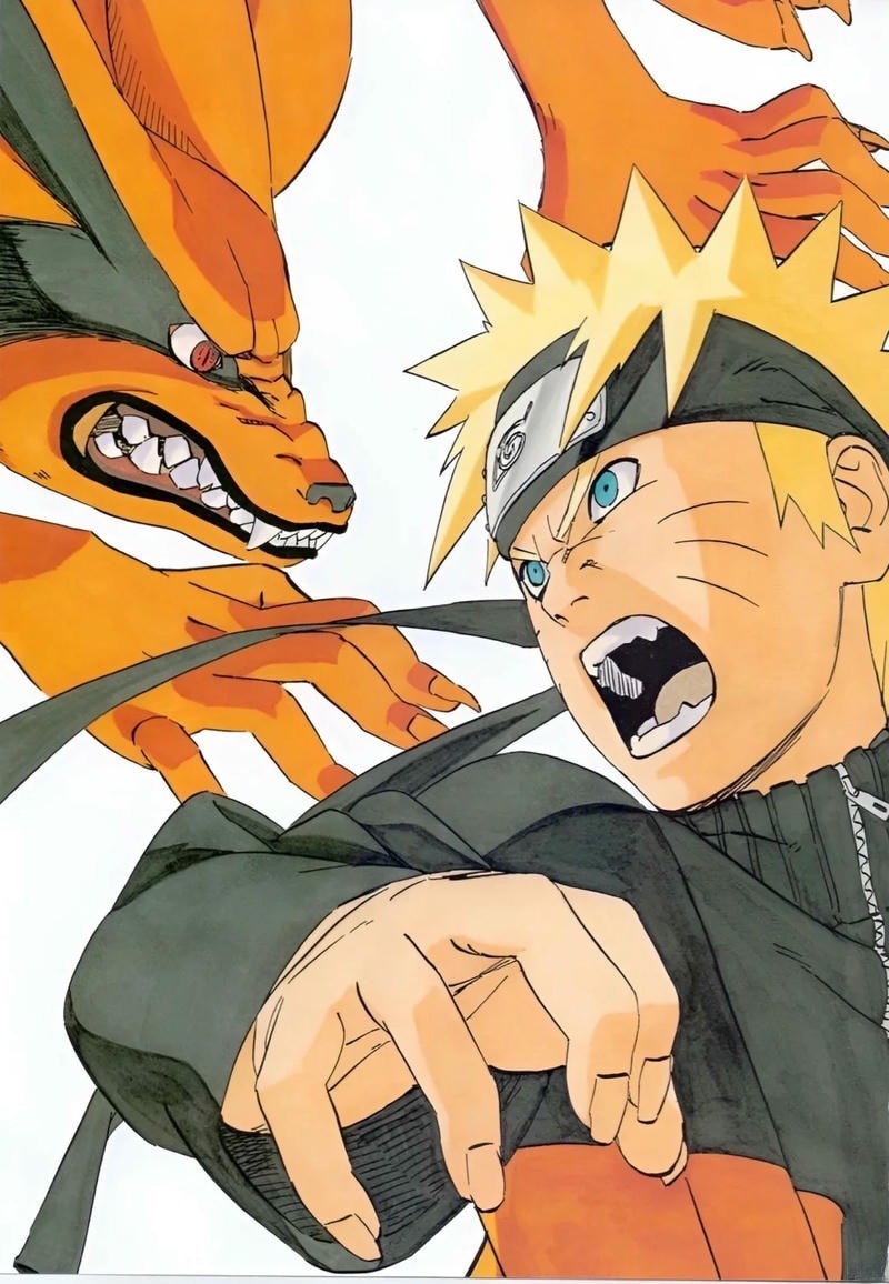 hình ảnh naruto fanart và cửu vĩ siêu chất