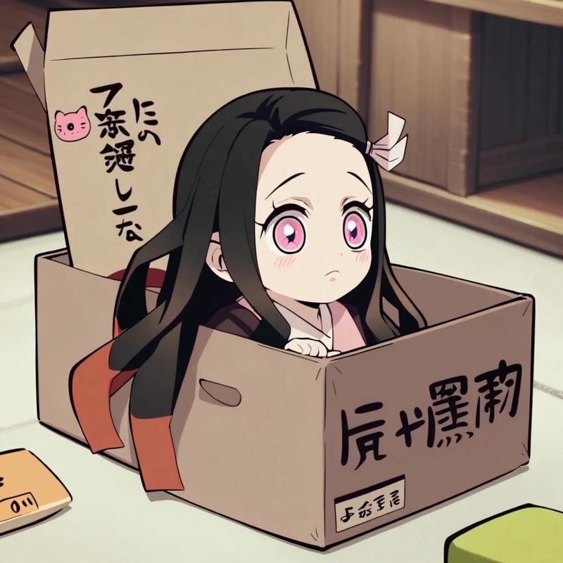 hình nezuko chibi trong thùng cute