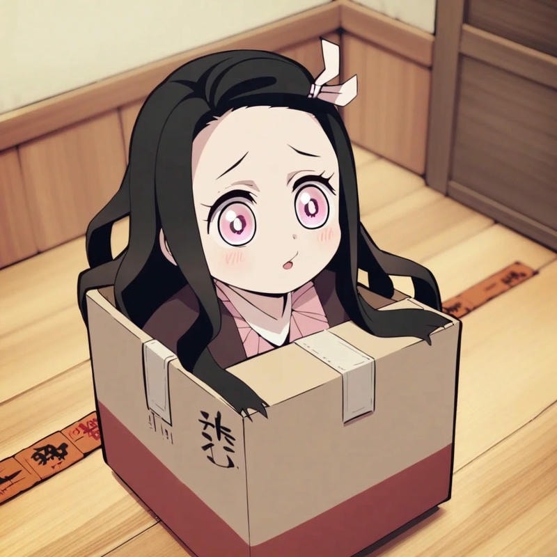 hình nezuko chibi trong thùng đáng yêu