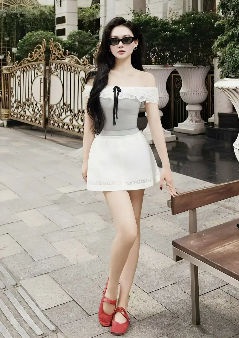ảnh gái xinh mặc váy trắng dep