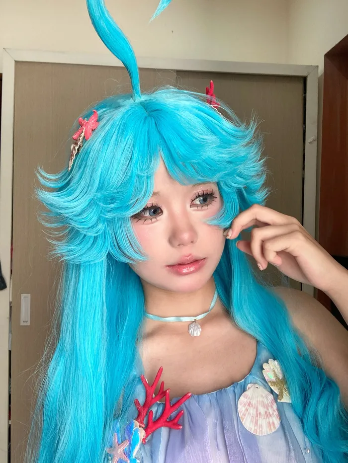 gái xinh cosplay liên quân mobile tóc xanh