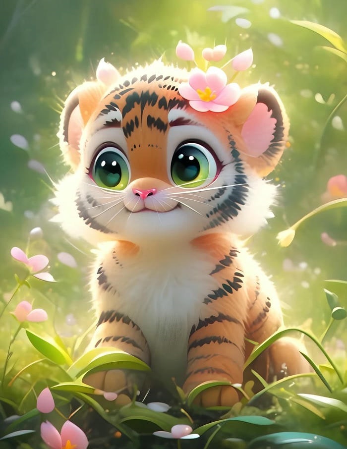 hình hổ cute chibi 3d