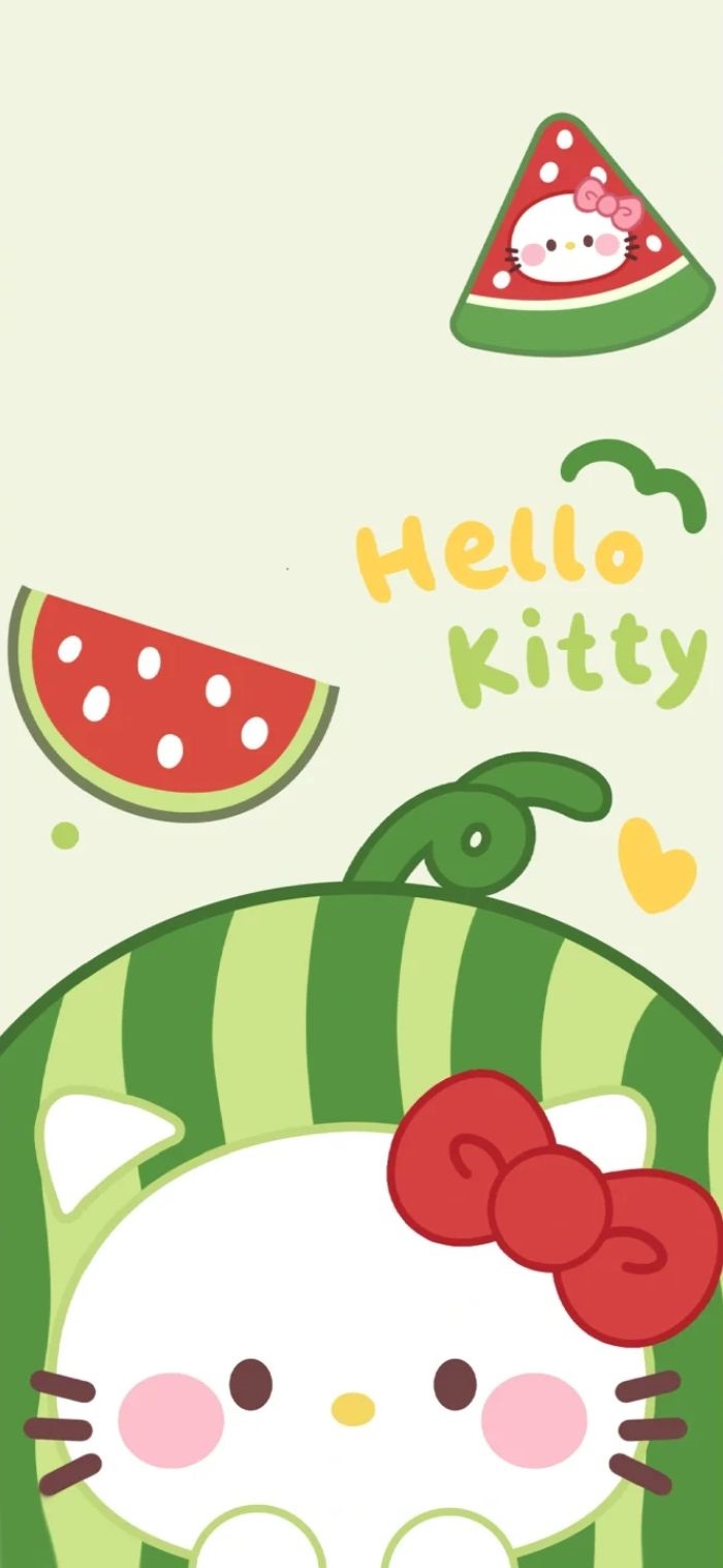 hình nền dưa hấu cute hello kitty