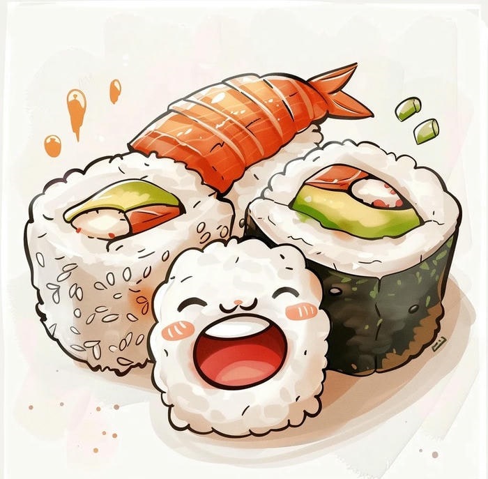 hình sushi chibi cười