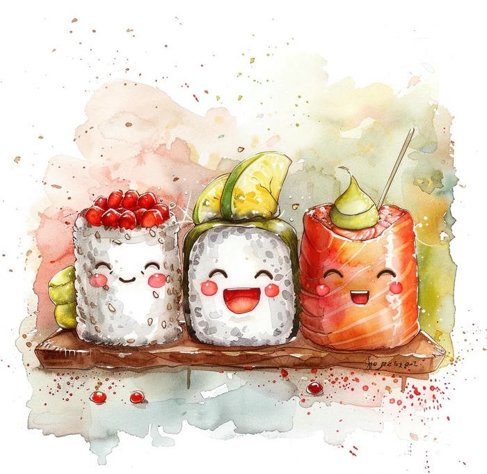 hình sushi chibi hình vẽ