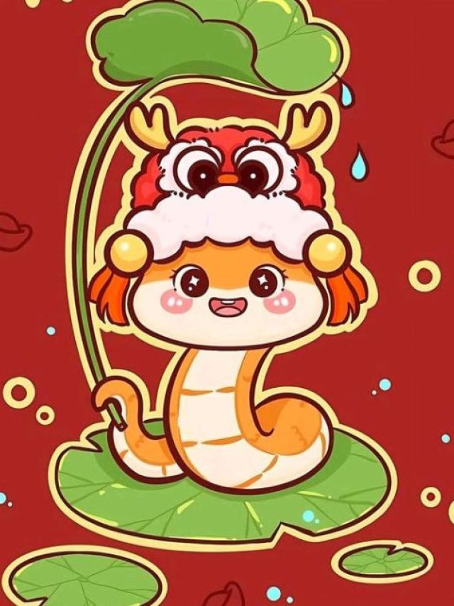 hình ảnh cute thần tài chibi con rắn