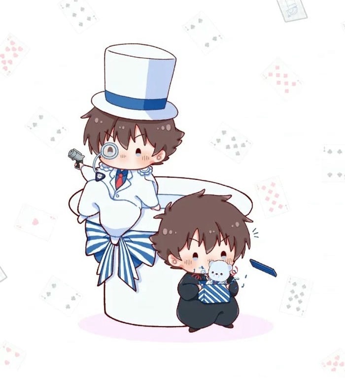 hình ảnh conan và kaito kid chibi