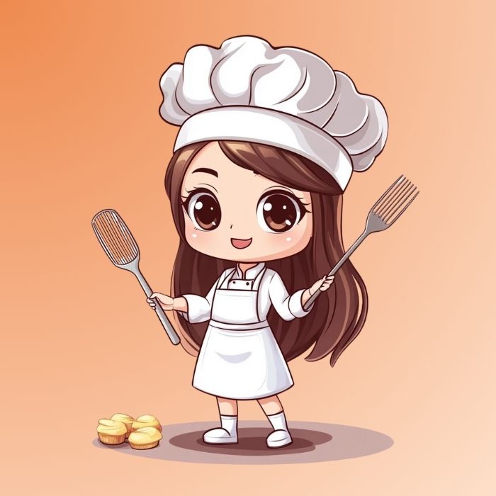 hình đầu bếp chibi nữ cute