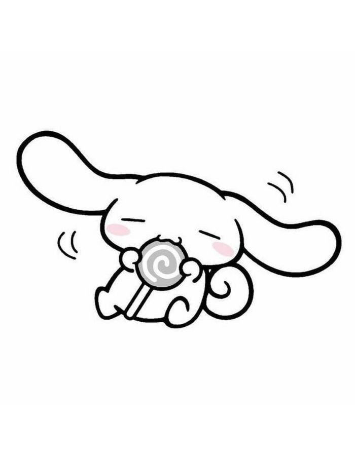 cinnamoroll tranh tô màu cute ăn kẹo