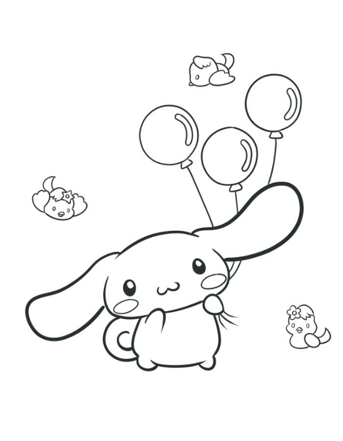 cinnamoroll tranh tô màu cute cầm bóng