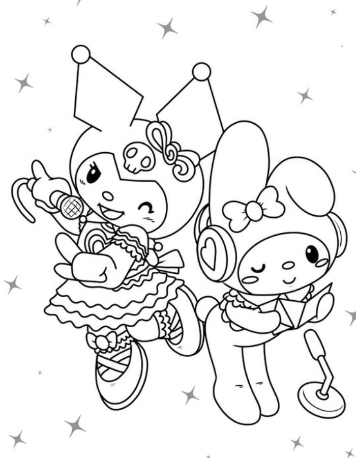 cinnamoroll tranh tô màu kuromi cute