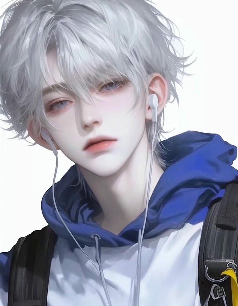 hình ảnh trai anime tóc trắng