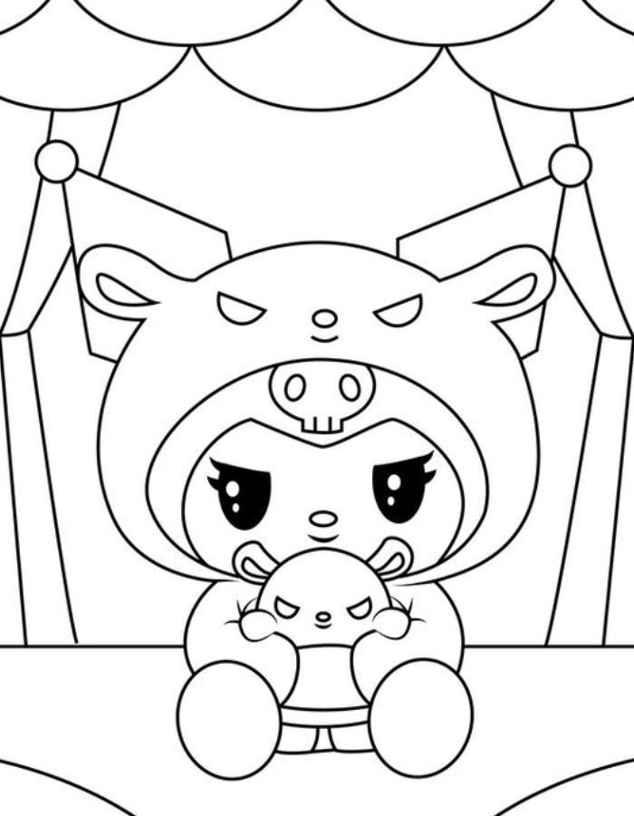 hình ảnh tranh tô màu kuromi cute