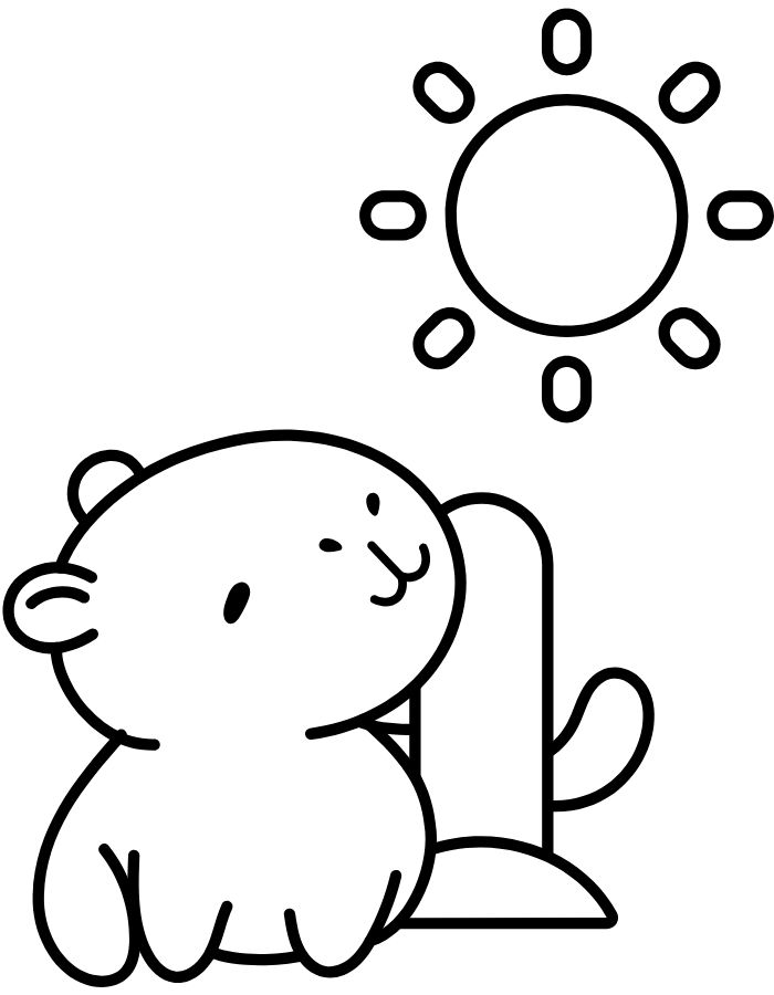 hình vẽ tranh tô màu capybara cute