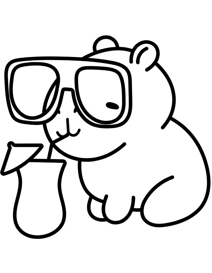 tranh tô màu capybara cute chibi