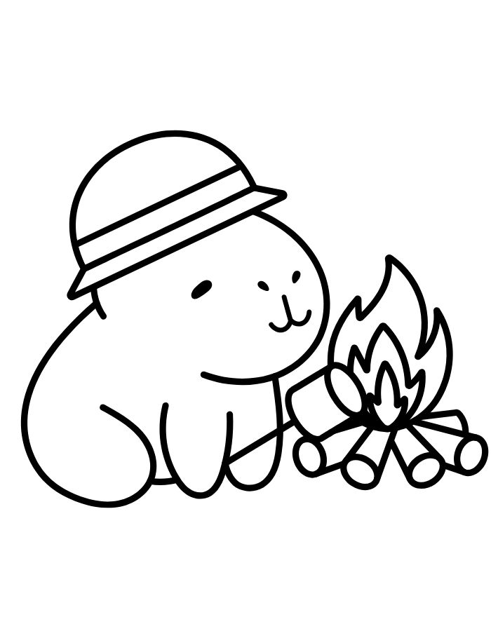 tranh tô màu hình capybara cute