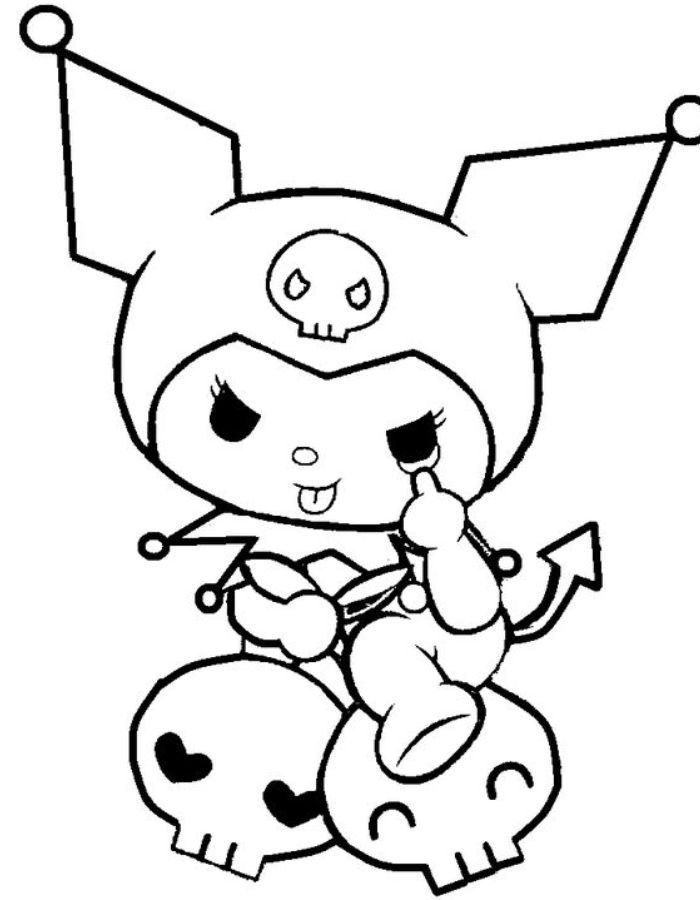 tranh tô màu kuromi cute lè lưỡi