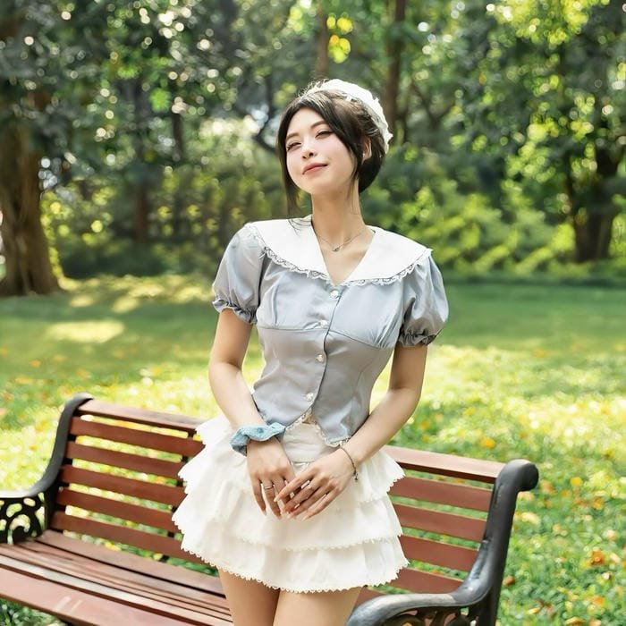 gái xinh mặc váy nét